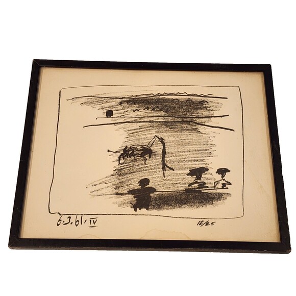 Vintage 1961 PABLO PICASSO Abstract Les Banderilles A Los Toros IV Lithograph - Picture 2 of 7